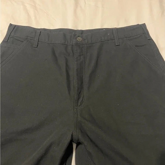 NWT Carhartt Men's Black loose fit canvas flannel lined Cargo Pants - Picture 2 of 7